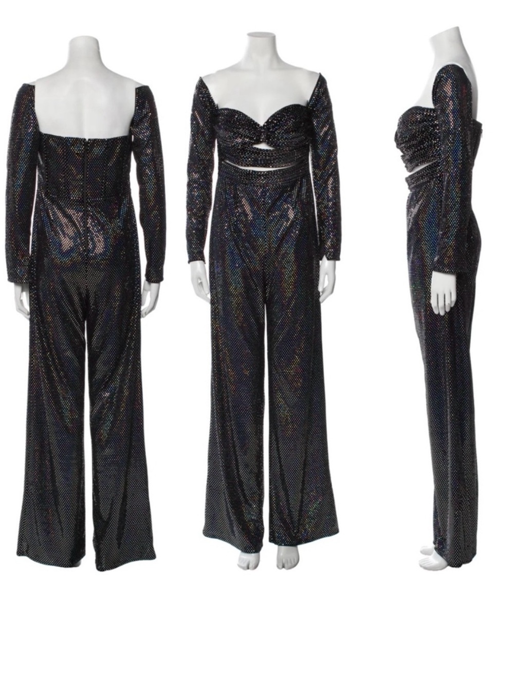 Bronx and Banco Black Iridescent Sequin Jumpsuit Size Small